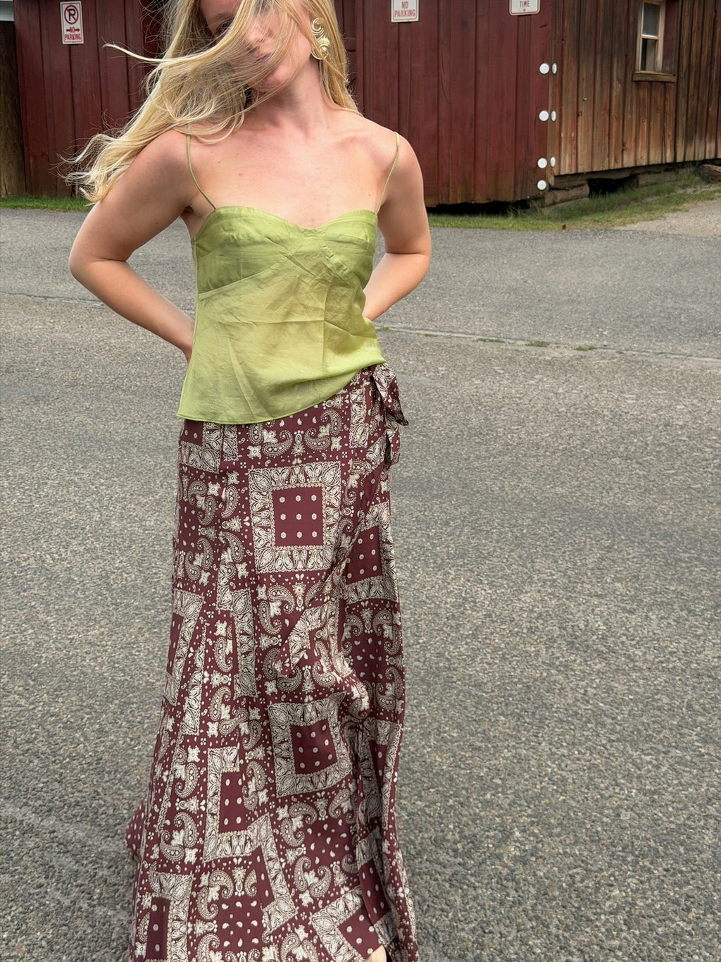 The Burgundy Bandana Wrap Skirt