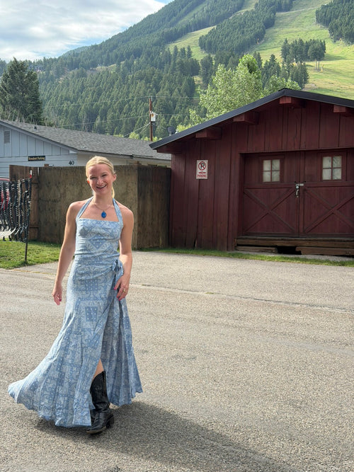 The Blue Bandana Wrap Skirt