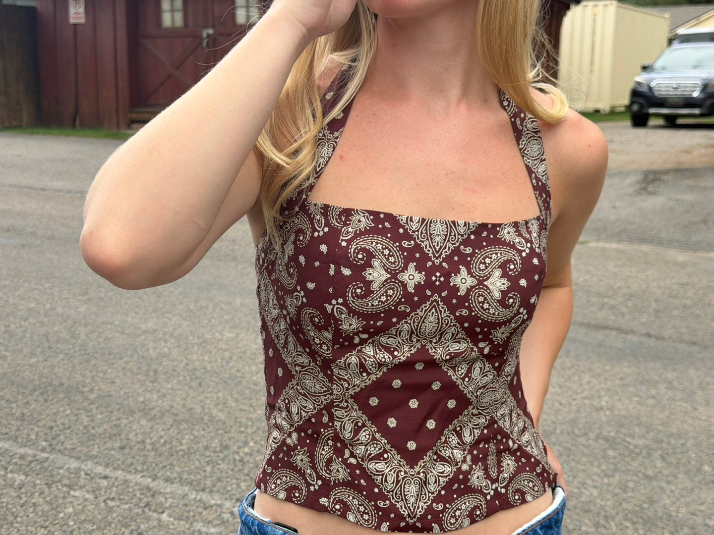 The Burgundy Bandana Halter Top