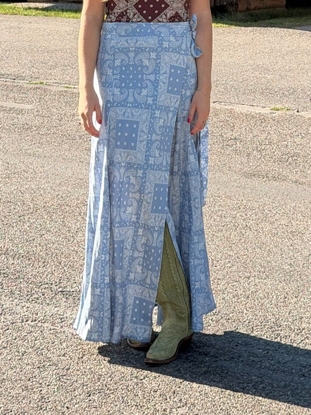 The Blue Bandana Wrap Skirt