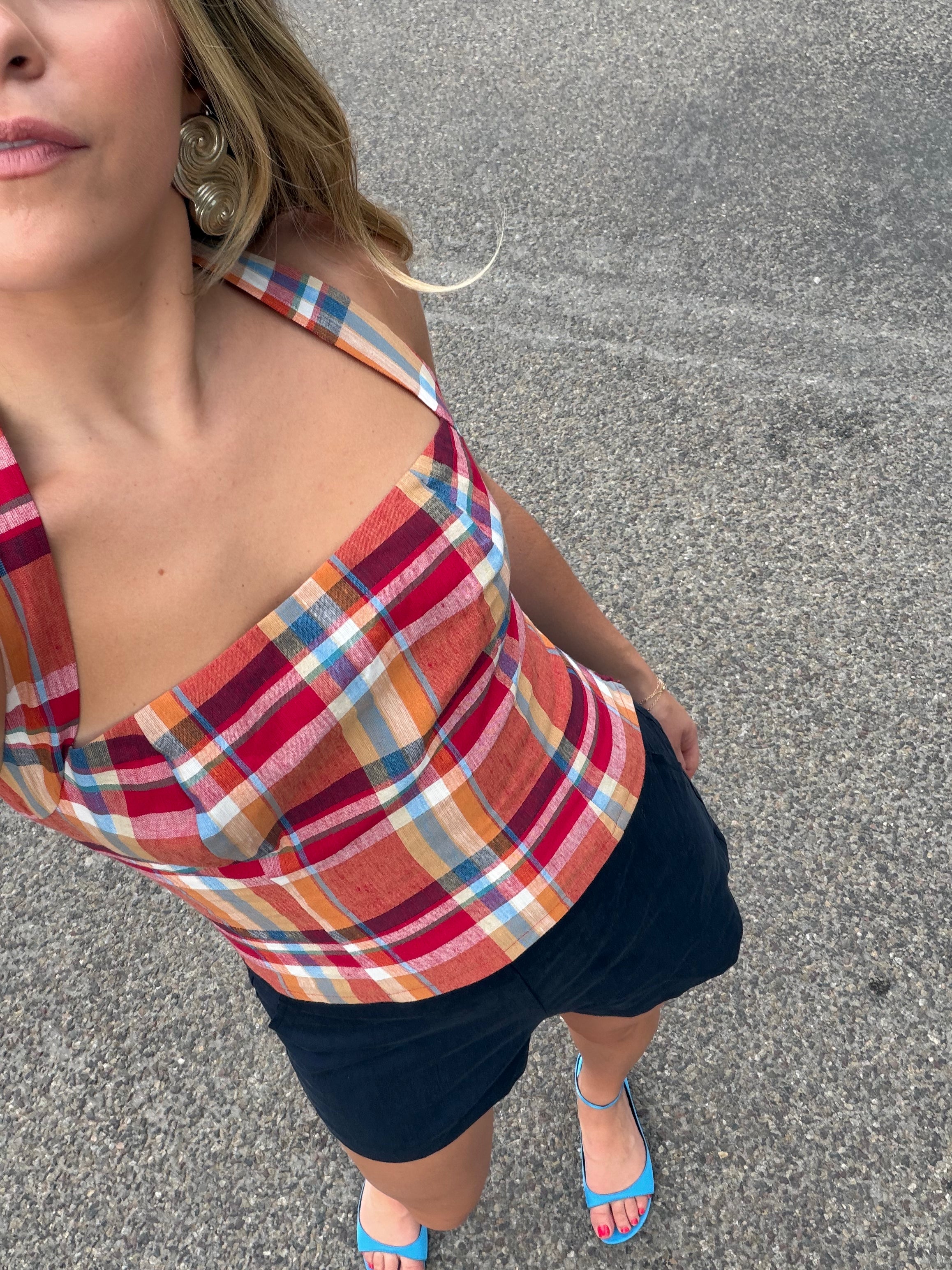 The Red Plaid Halter Top