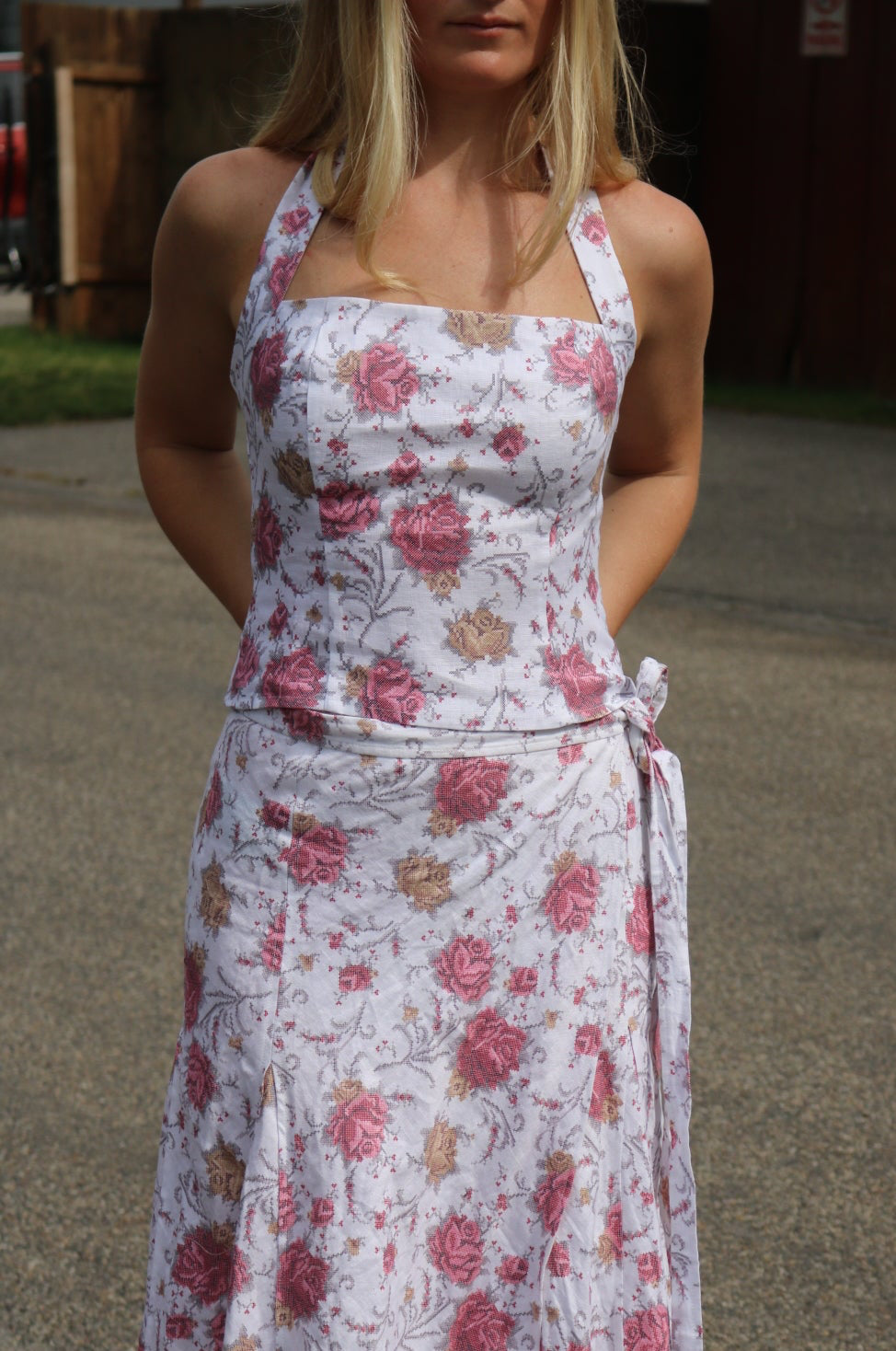 The Pixel Floral Halter Top