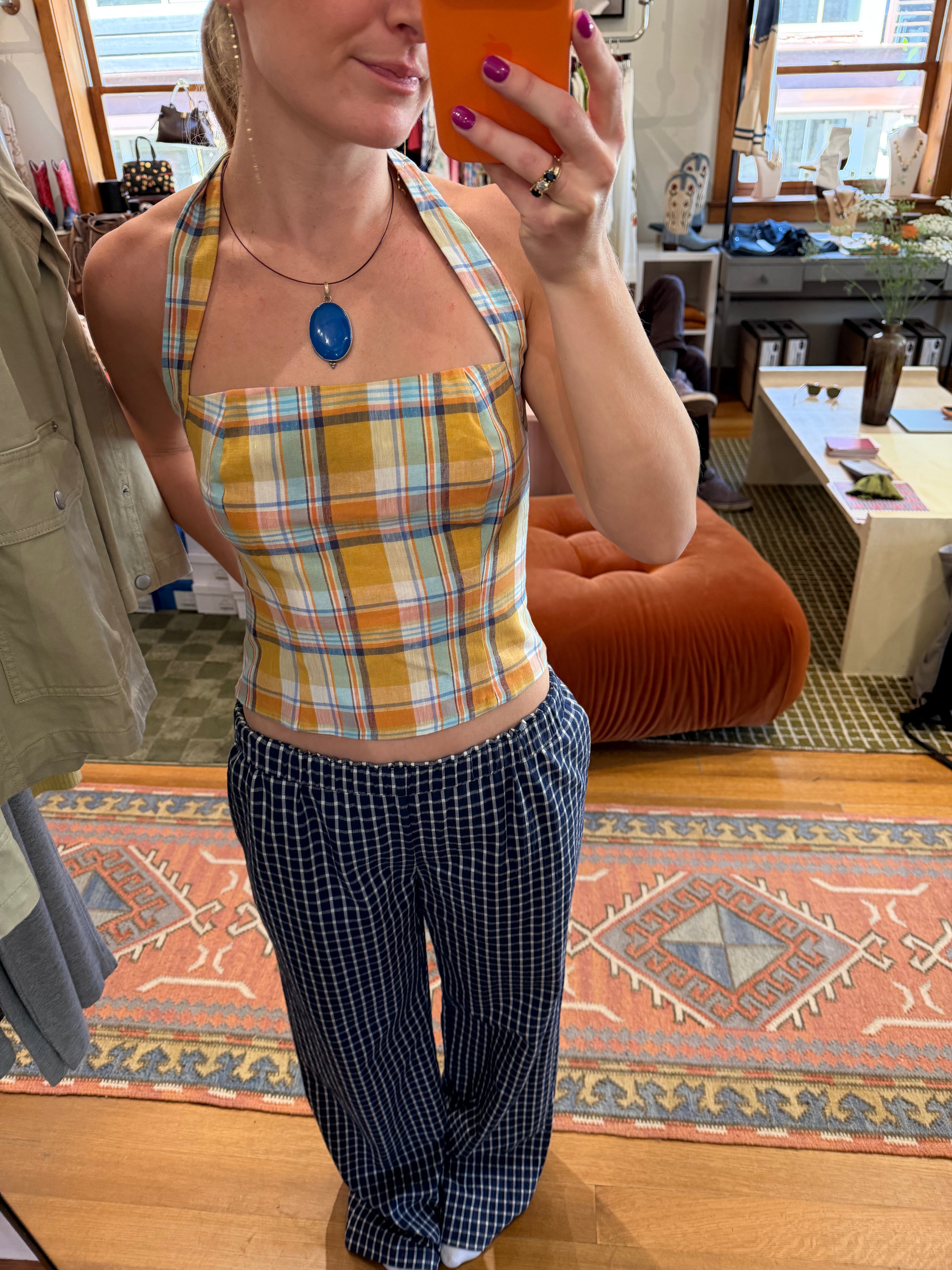 The Yellow Plaid Halter Top